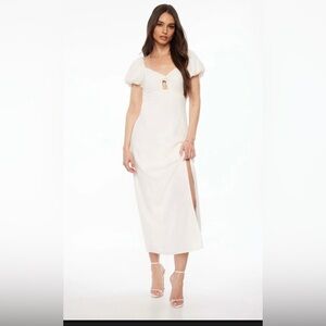Puff Sleeve Linen Maxi Dress
